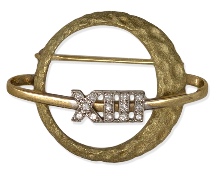 Jack Swigerts Personally Owned Diamond & 14K Gold Apollo XIII Lapel Pin